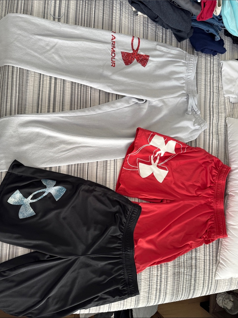 Under Armour Kids Sweatpants & Shorts Bundle in Gray, Red, Black